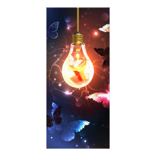 Glowing Light Bulb with Night Butterflies Rack Card