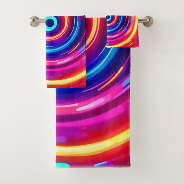 Glowing Light Vortex Bath Towel Set (Insitu)