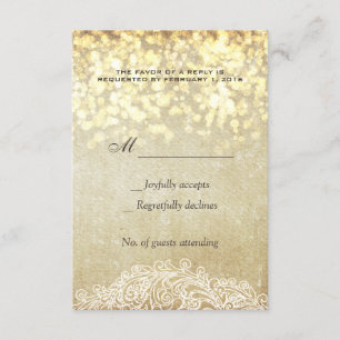Glowing Lights Burlap & Lace Country Chic RSVP Card