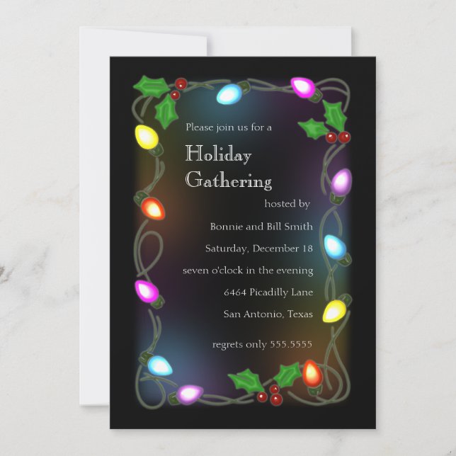 Glowing Lights Holiday Party Invitation (Front)