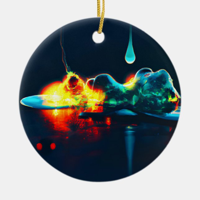 Glowing Liquid Drip Ceramic Tree Decoration (Front)