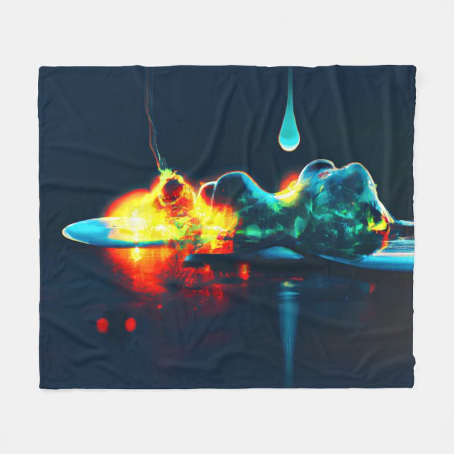 Glowing Liquid Drip Fleece Blanket (Front (Horizontal))