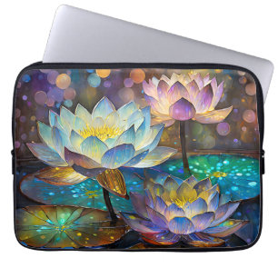 Glowing Lotus Flowers Trio Laptop Sleeve