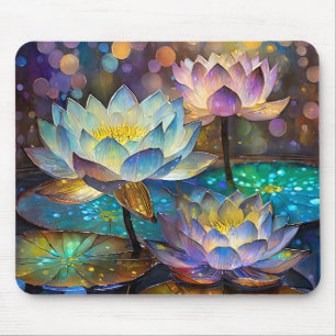 Glowing Lotus Flowers Trio Mouse Pad