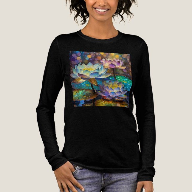 Glowing Lotus Flowers Trio Tri-Blend Shirt (Front)