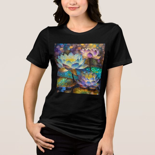 Glowing Lotus Flowers Trio Tri-Blend Shirt (Front)