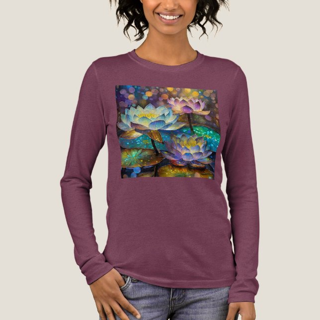 Glowing Lotus Flowers Trio Tri-Blend Shirt (Front)