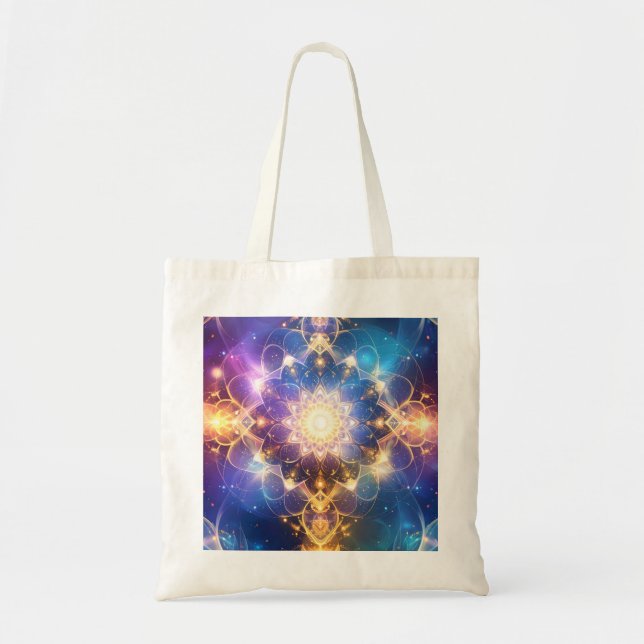 Glowing Lotus Mandala Abstract Tote Bag (Front)