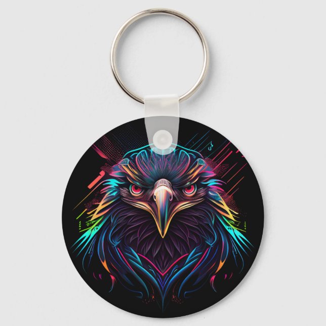 Glowing Luminous Neon Eagle Artistic Key Ring (Front)