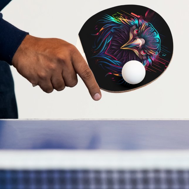 Glowing Luminous Neon Eagle Artistic Ping Pong Paddle (Insitu)