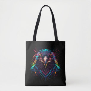 Glowing Luminous Neon Eagle Artistic Tote Bag