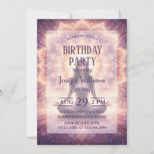 Glowing Mandala Meditation Woman Custom Name       Invitation