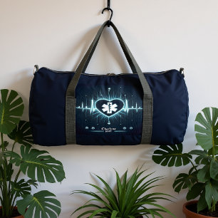 Glowing Medical Heartbeat Pulse EMT Design Duffle Bag