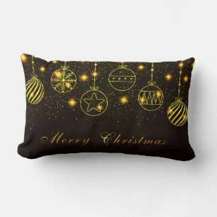Glowing Merry Christmas symbols Lumbar Cushion
