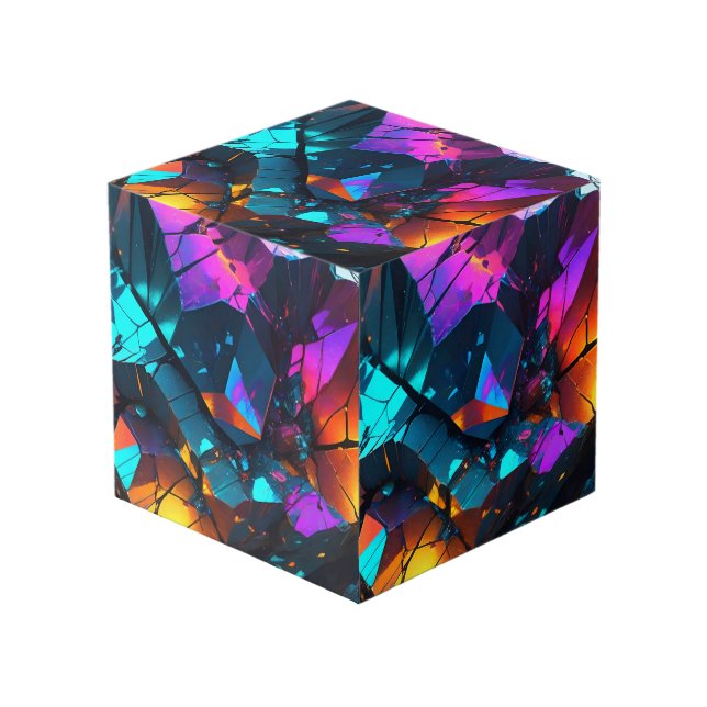 Glowing Mineral Rock Formations Cube (Front Angled)