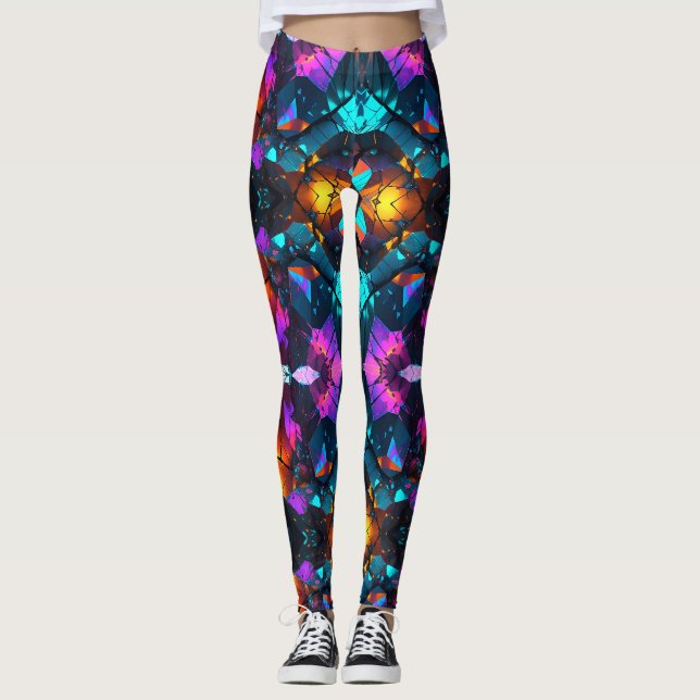 Glowing Mineral Rock Formations Leggings (Front)