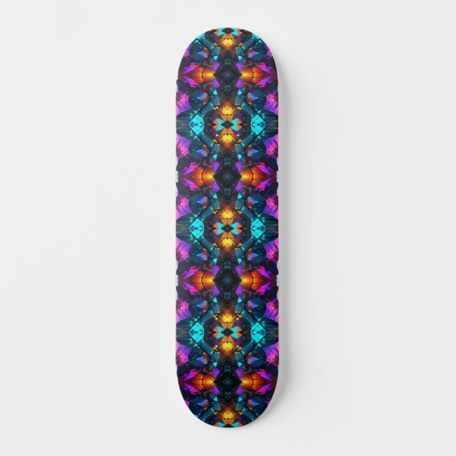 Glowing Mineral Rock Formations Skateboard (Front)