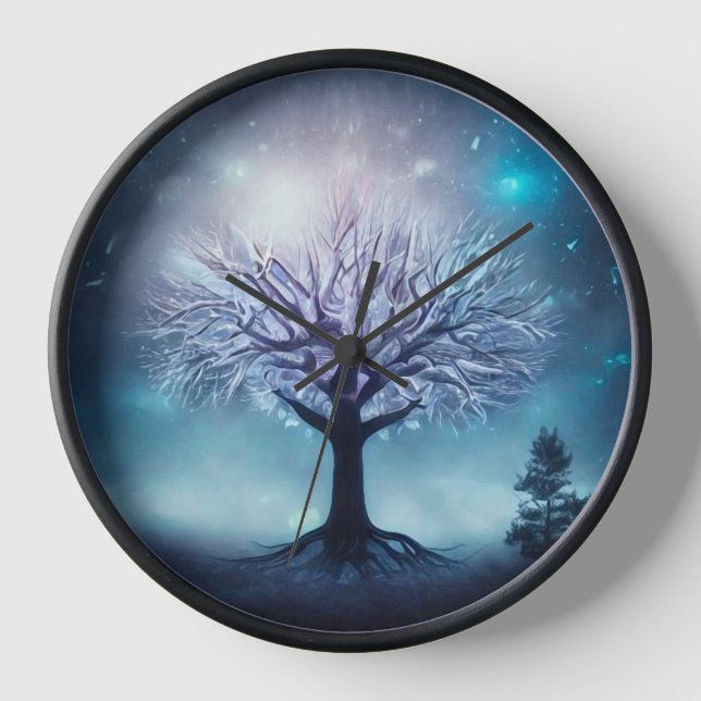 Glowing Mist Tree Clock (Front)
