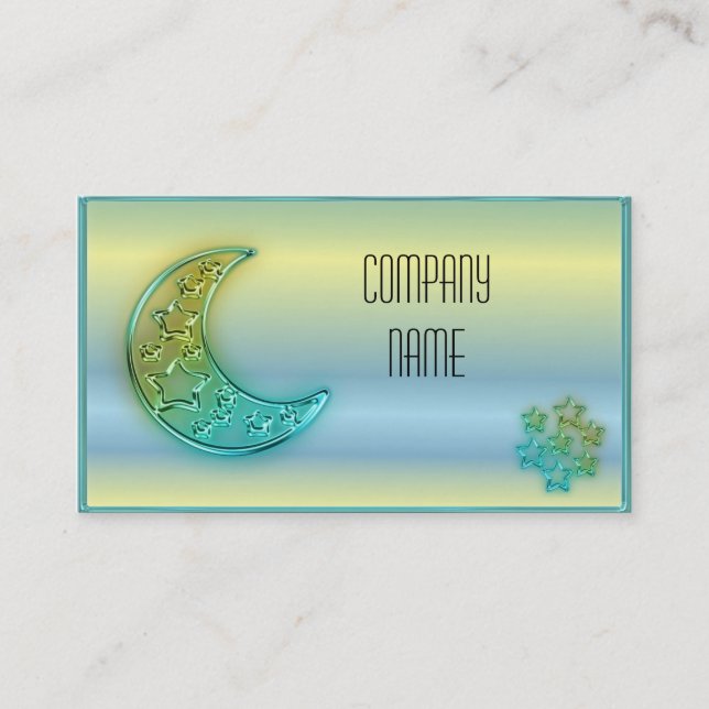 Glowing moon and stars business card (Front)