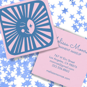 Glowing Moon Cute and Charming Blue Moonbeam  Square Business Card