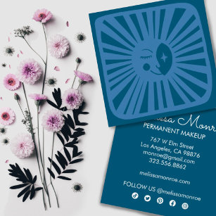 Glowing Moon Cute and Charming Blue Moonbeam   Square Business Card