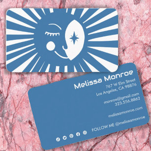 Glowing Moon Cute and Charming Colourful Blue  Business Card