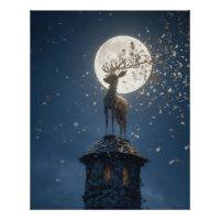 Glowing Moonlit Stag on Tower Peak