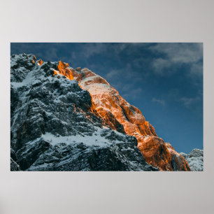 Glowing mountain at sunset poster