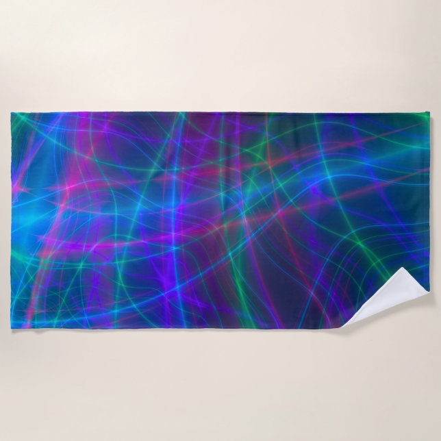 Glowing Multicolored Rays Beach Towel (Front)
