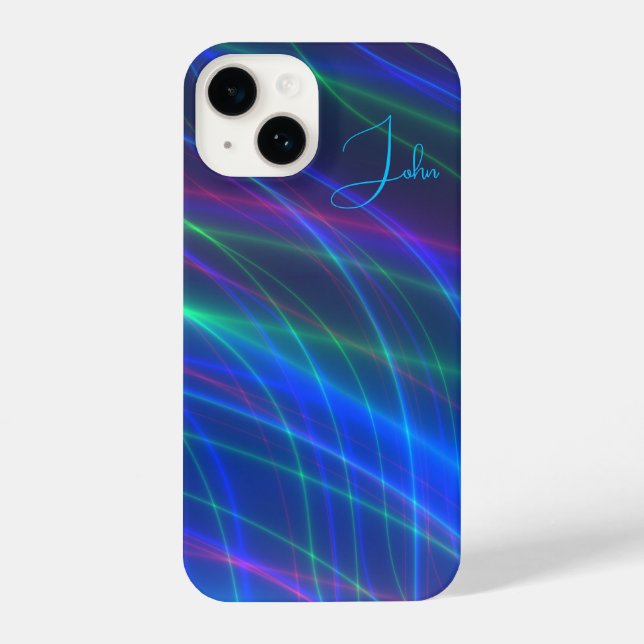 Glowing Multicolored Rays Monogram iPhone Case (Back)