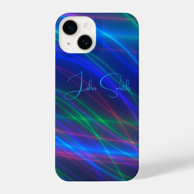 Glowing Multicolored Rays Monogram iPhone Case (Back)