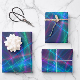 Glowing Multicolored Rays Wrapping Paper Sheet