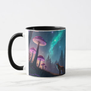 Glowing Mushroom Forest Fox Fantasy Art Mug