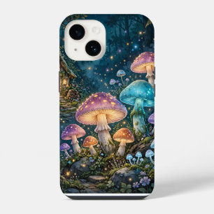 Glowing Mushroom Forest Night Fantasy Wall Art iPhone 14 Case