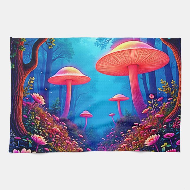 Glowing Mushroom Magic Tea Towel (Horizontal)