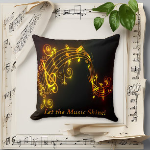 Glowing Musical Notes Cushion