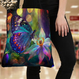 Glowing Mystical Forest Butterfly Spring Flower Tote Bag