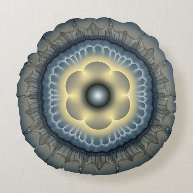 Glowing mystical ornament round cushion (Front)