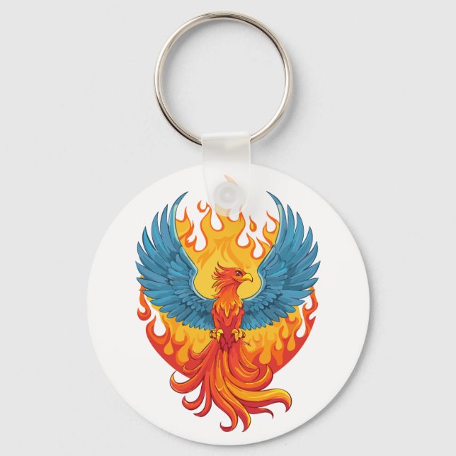 Glowing mythological Fantasy Phoenix Bird Key Ring (Front)