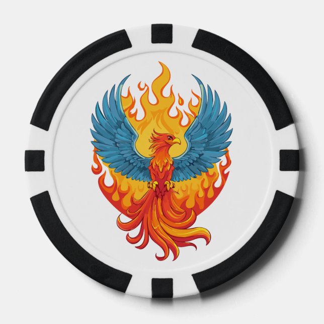 Glowing mythological Fantasy Phoenix Bird Poker Chips (Front)