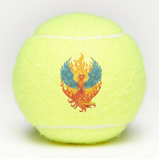 Glowing mythological Fantasy Phoenix Bird Tennis Balls (Front)
