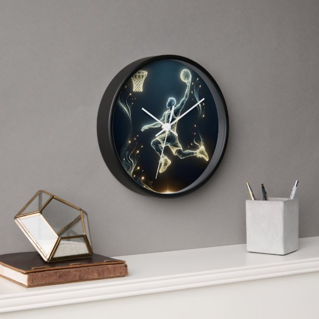 Glowing Neon Basketball Player  Clock (Office)