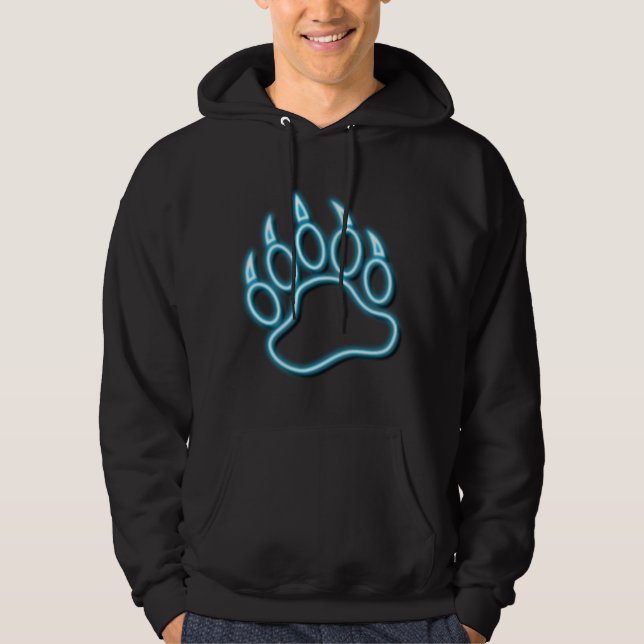 GLOWING !! NEON BLUE BEAR PAW HOODIE (Front)