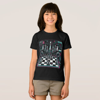 Glowing Neon Chess Design T-Shirt Tri-Blend Shirt