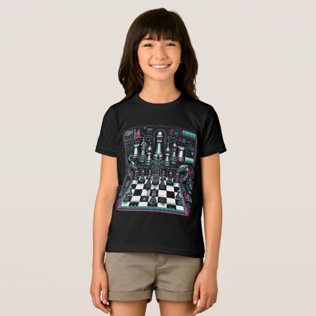 Glowing Neon Chess Design T-Shirt Tri-Blend Shirt (Front Full)