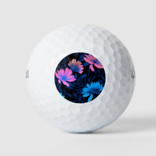 Glowing Neon Flowers Pattern Golf Balls