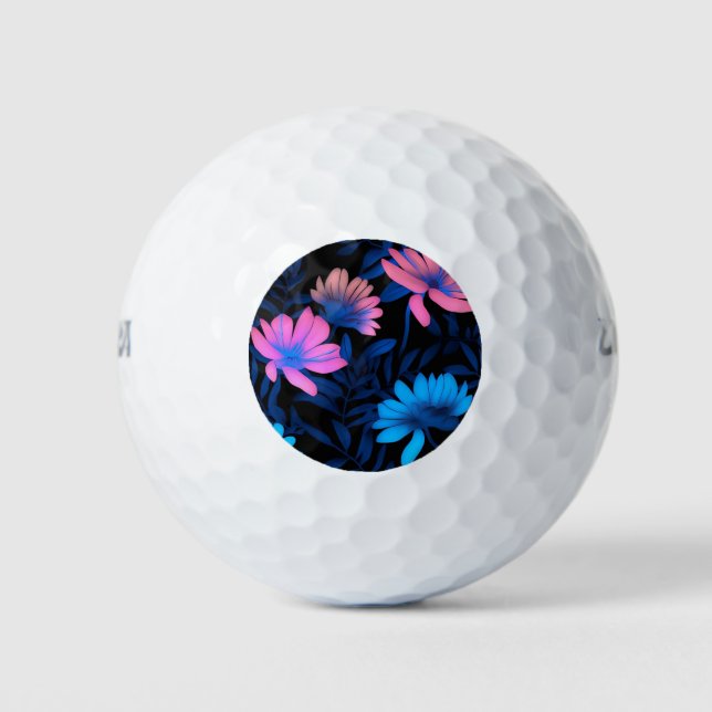 Glowing Neon Flowers Pattern Golf Balls (Front)