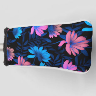 Glowing Neon Flowers Pattern Golf Head Cover