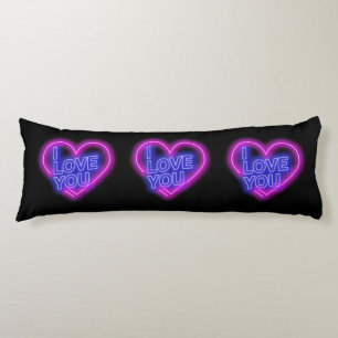 Glowing Neon Look Pink Blue Valentine Heart Body Cushion