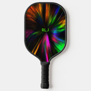 Glowing Neon Masculine Modern Initials Pickleball Paddle